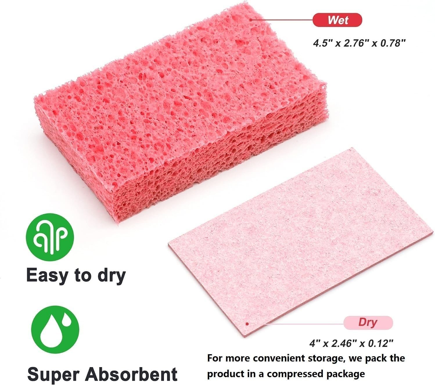 Biodegradable Non-Scratch Cellulose Sponges for Effortless Cleaning – 36 Pack