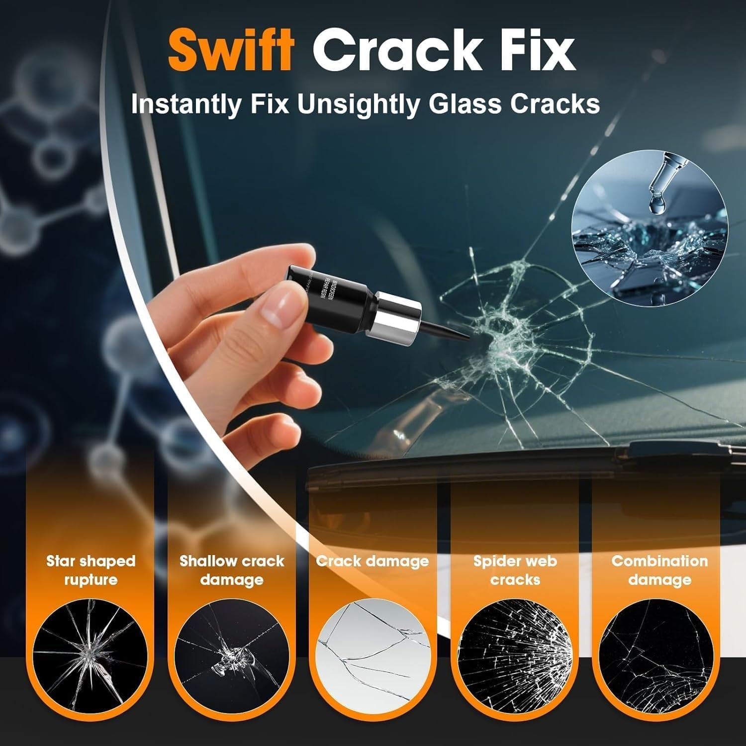 Windshield Chip Repair Kit Quick Fix Car Windshield Resin Glass Repair