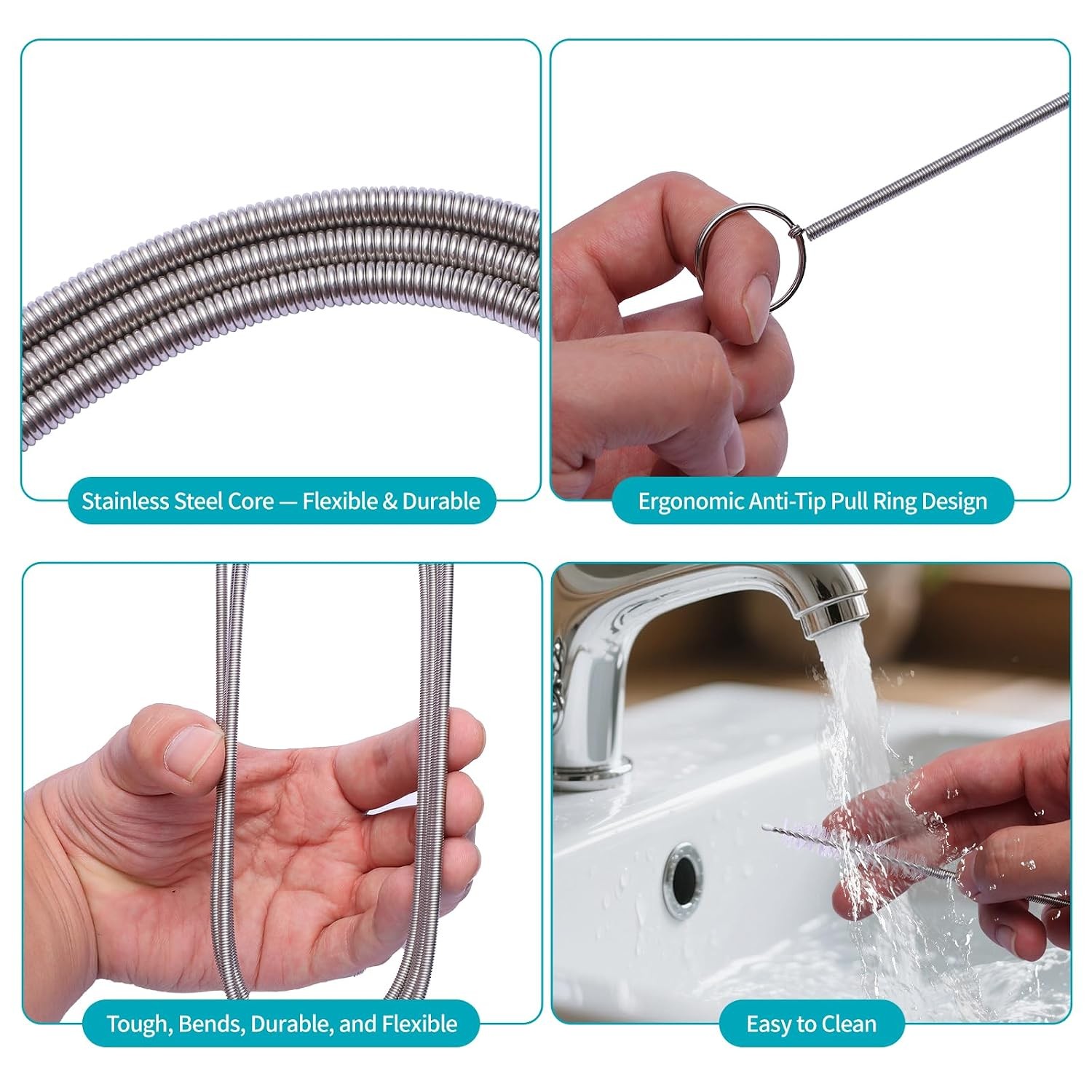 Upgrade 2 Packs Extra Long Drain Cleaners Brush, 64 Inches Flexible Sunroof Drai