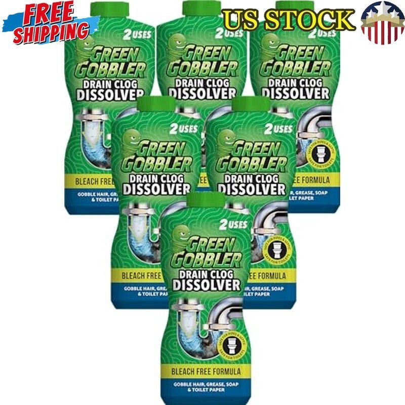 Hair Drain Clog Remover Liquid Pipe Cleaner Septic Safe 6-in-1 Formula Odorless