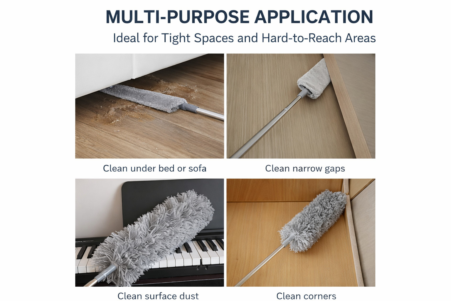 Retractable Gap Dust Cleaner with Extension Pole Under Bed Sofa Appliance Duster