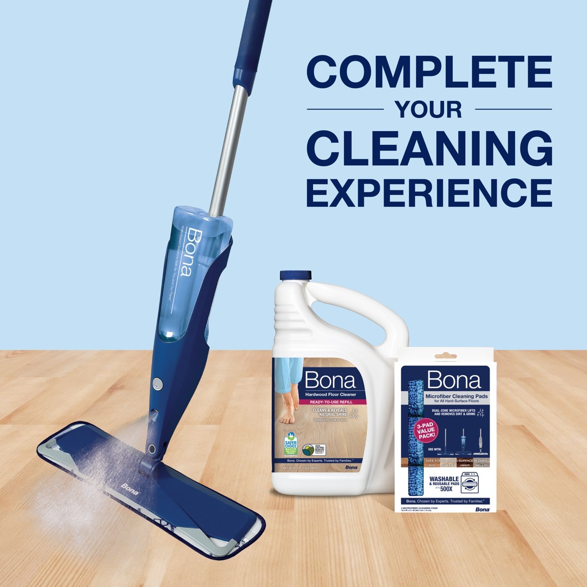 Bona Cleaning Products Wood Cleaner Spray + Mop Multi Purpose Cleaner 128 fl oz