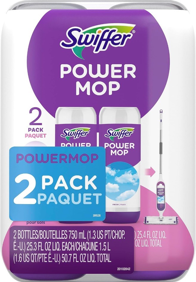 Swiffer Power Mop Floor Cleaning Solution Fresh Scent Floor Cleaner,25.3 oz, 2x.