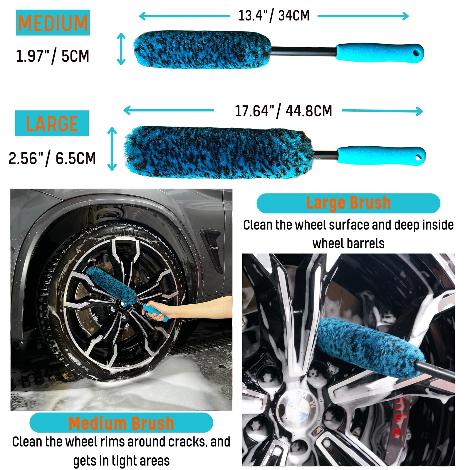 6PCS Car Wheel Cleaning Detailing Pro Kit, Tire Brush, 2 PCS Soft Wool Rims B…
