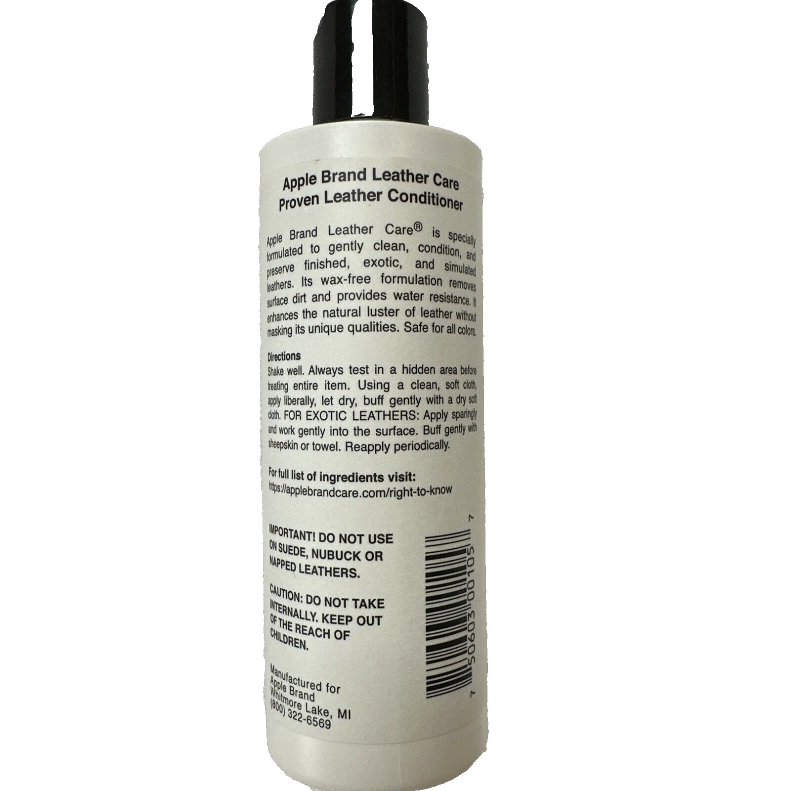 Apple Brand Leather Conditioner Wax-Free Preserve Finished Exotic leather 8 oz