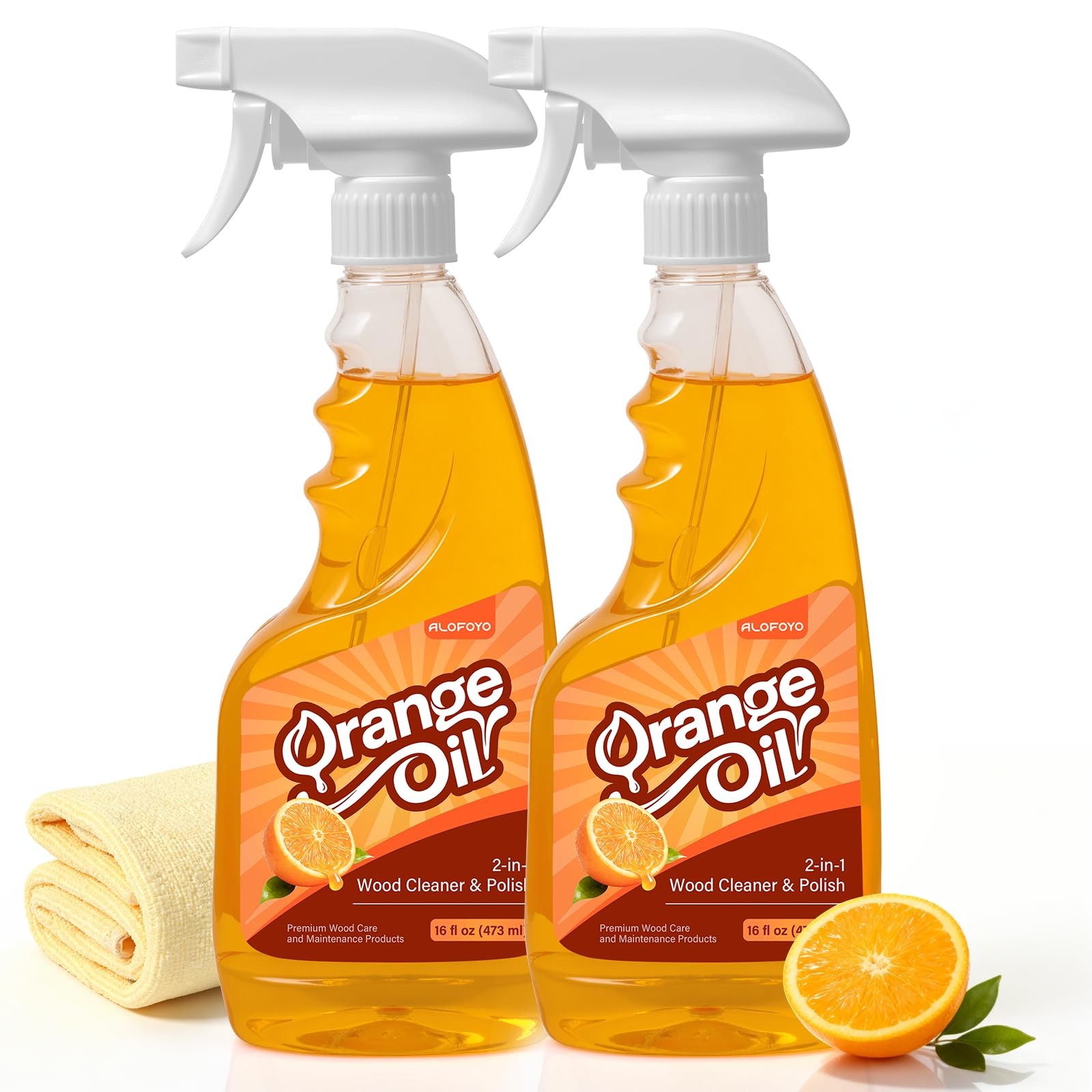 2-in-1 Furniture Polish Wood Cleaner – 2Pack Natural Orange Oil Spray Protect…