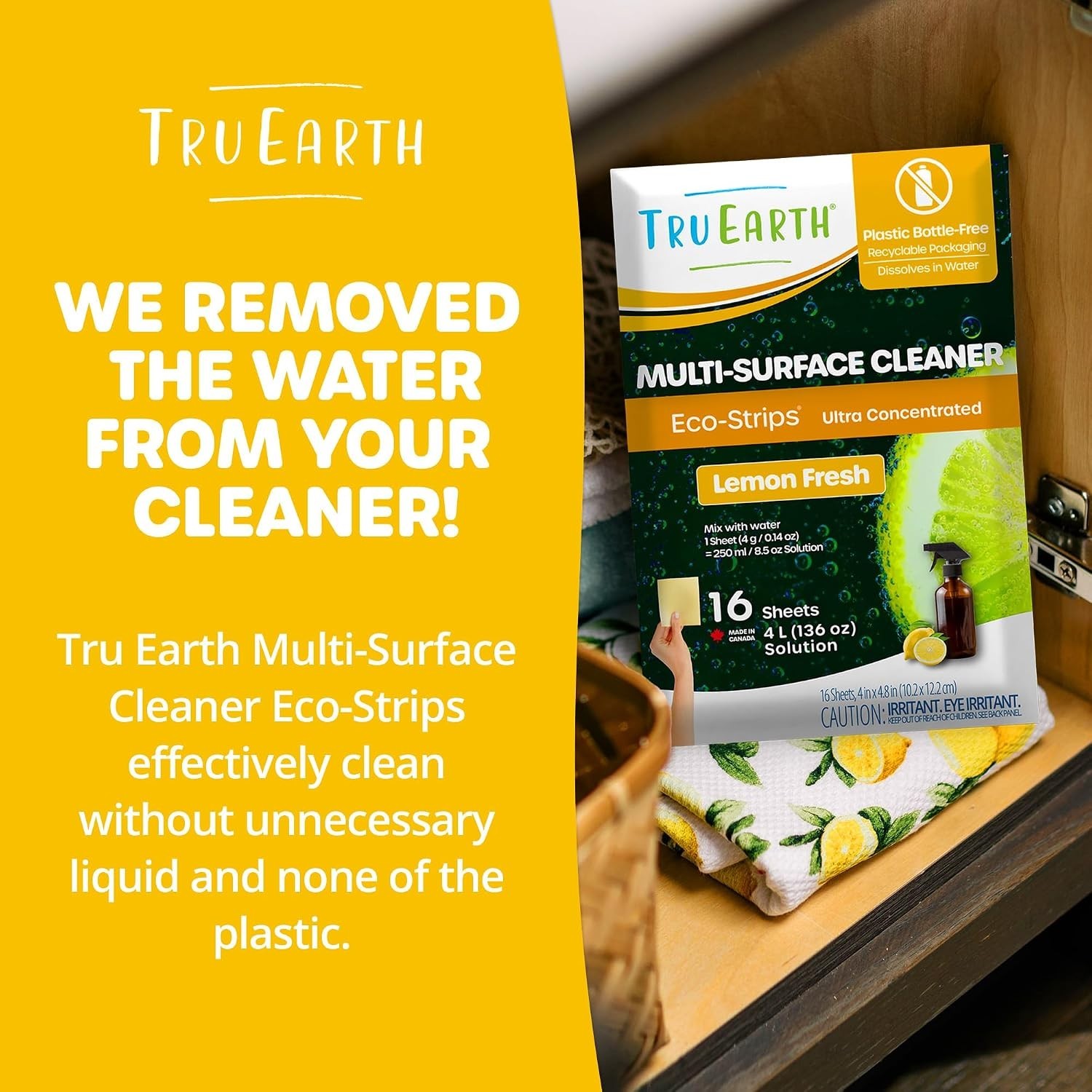 Eco-Friendly Multi-Surface Cleaner Strips, Fresh Lemon Scent