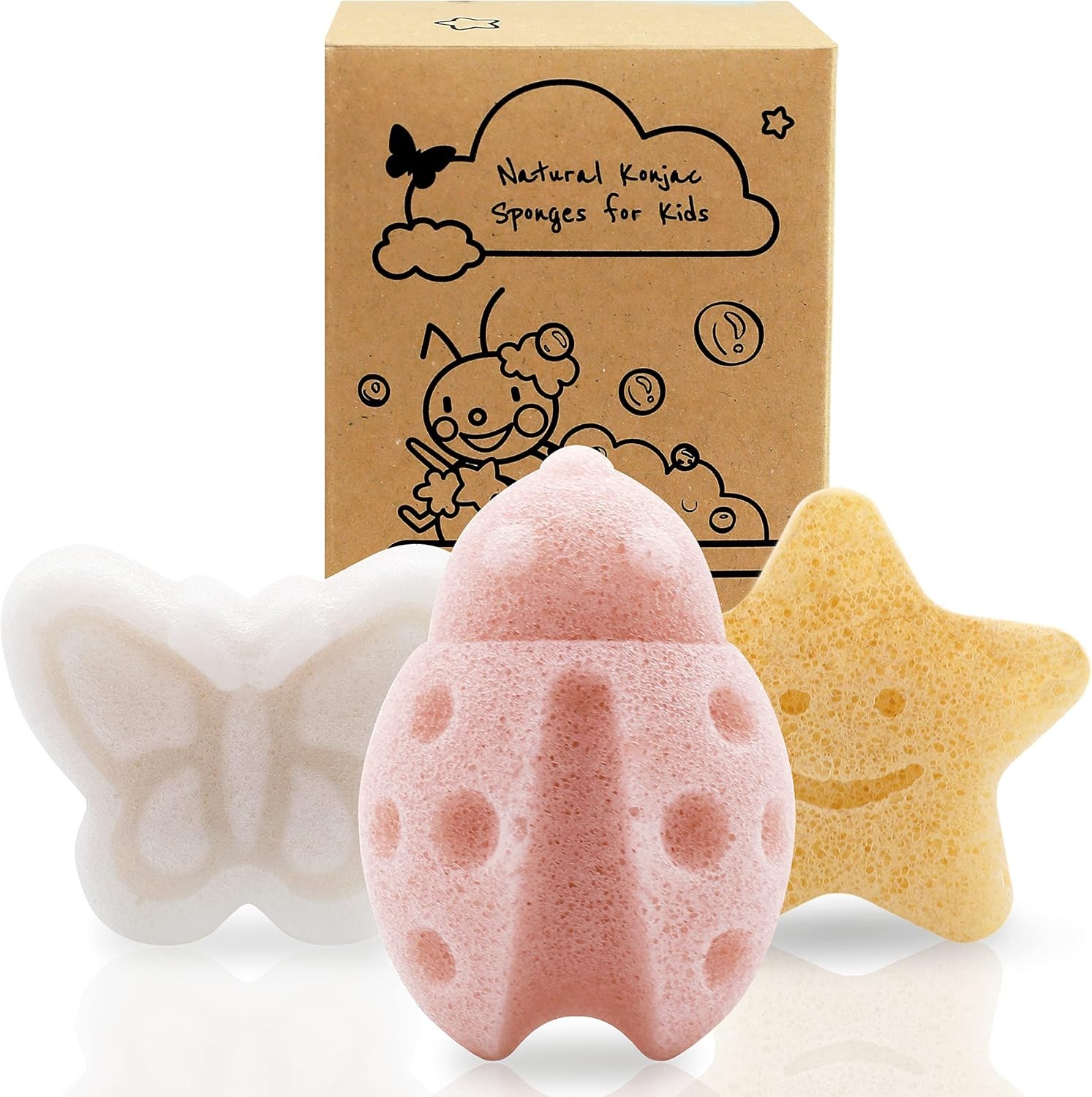 myHomeBody Konjac Baby Spon for Bathing, Cute Shapes Natural Kids Bath