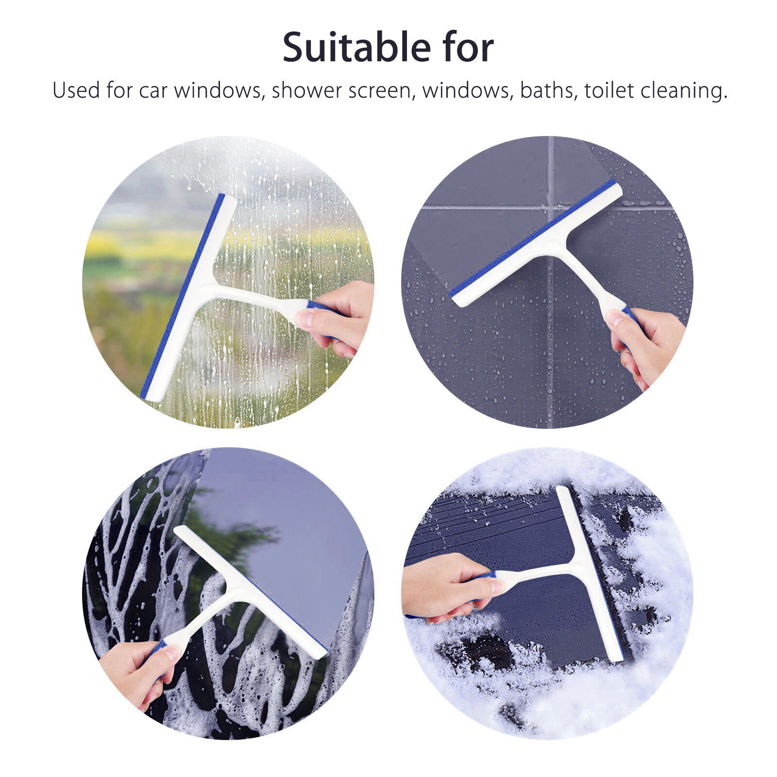 2x Window Mirror Car Windshield Squeegee Shower Glass Wiper Kitchen House Clean