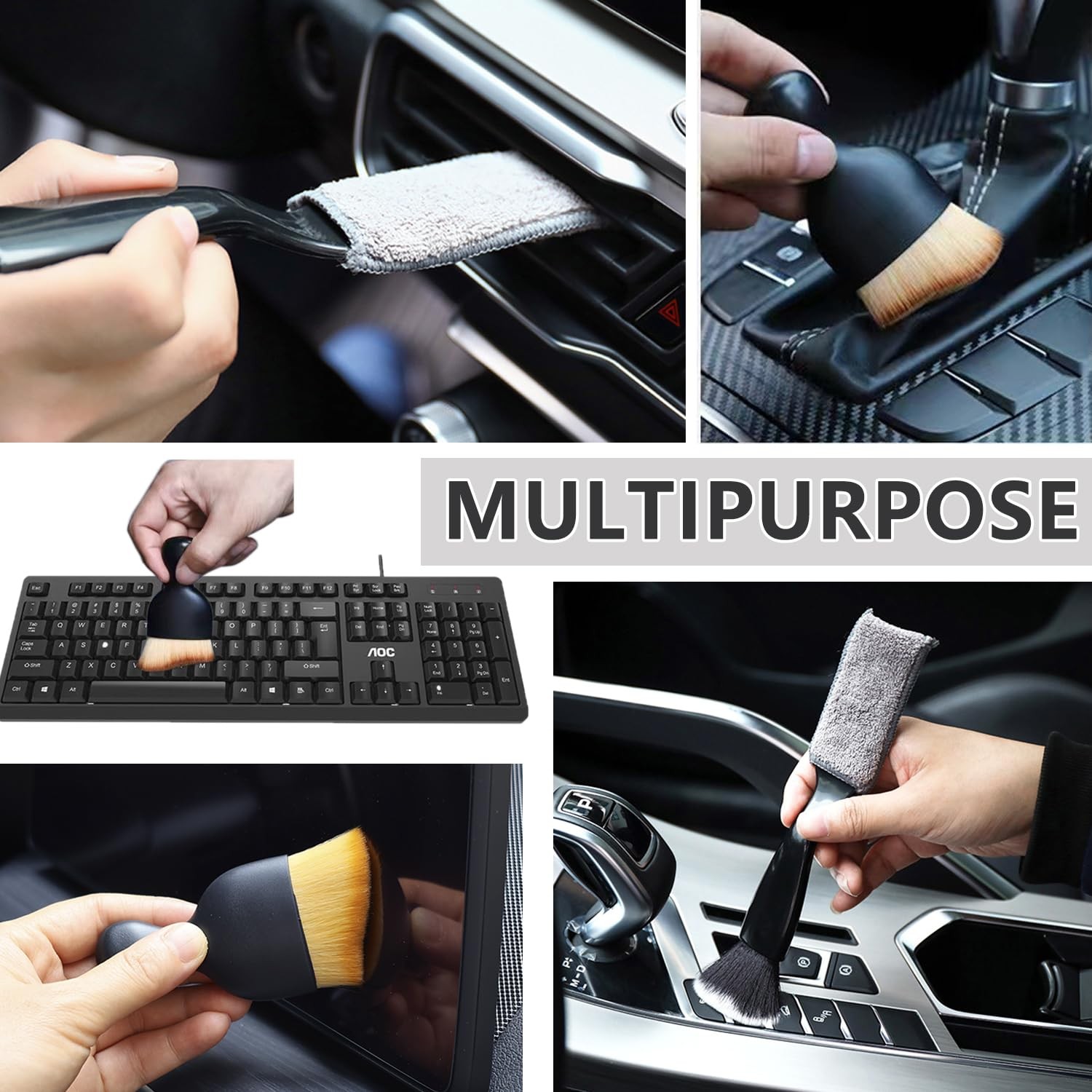 3 Pcs Microfiber Duster Brushes Car Interior Detail Dust Brush for Air Vents