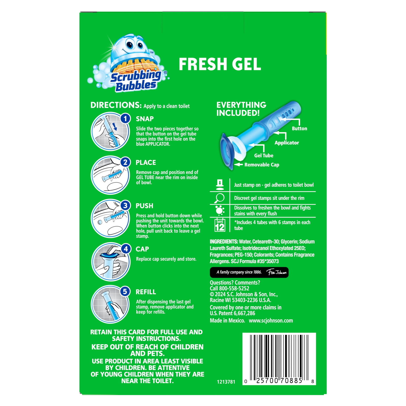 Fresh Gel Toilet Cleaning Stamp, Rain shower, Dispenser with 4 Refills