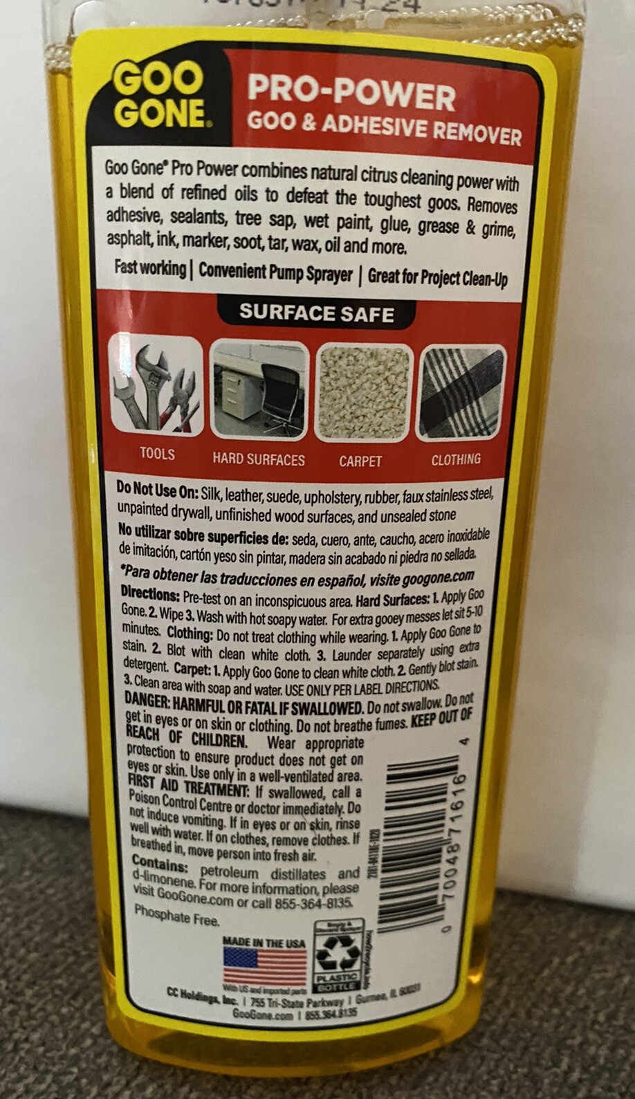 Goo Gone Pro-Power Goo & Adhesive Remover- Pump Spray 16 Fl oz New Surface Safe