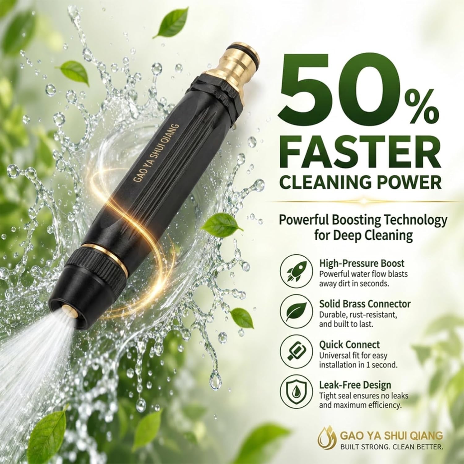 PowerJet High Pressure Water Gun-5-in-1 Nozzle,Garden Hose Pressure Booster,3000