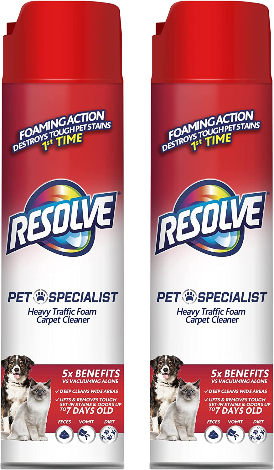 Resolve Pet Specialist Heavy Traffic Foam Carpet Cleaner 2 packs of 22oz