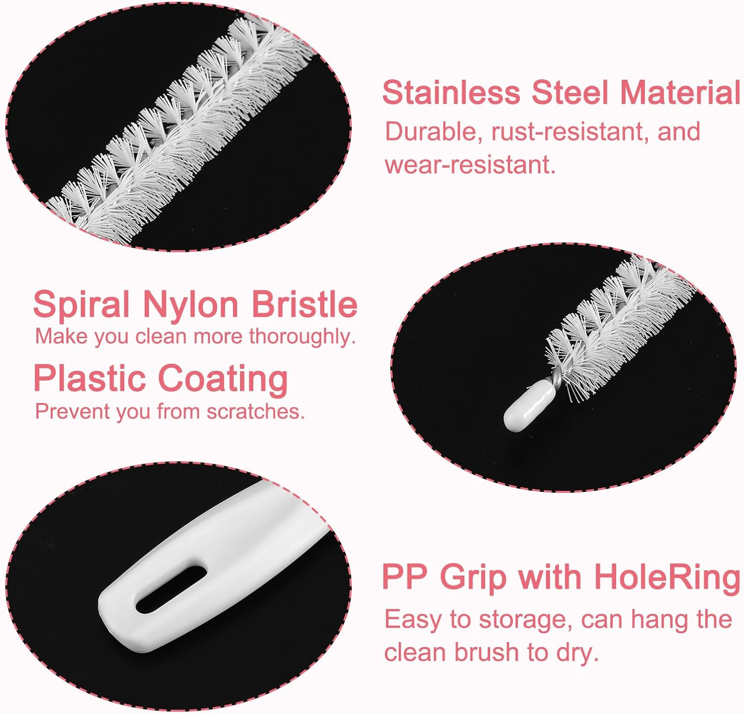 2 Pcs Drain Cleaner Brush, 18.5 Inches Extra Long Stainless Steel & Nylon Pipe C