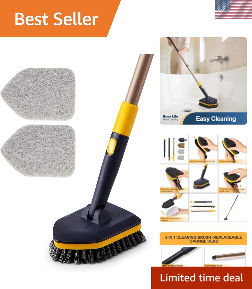 Tub Tile Scrubber Brush 2 in 1 Cleaning Brush 58.2 Inch Adjustable Telescopic…