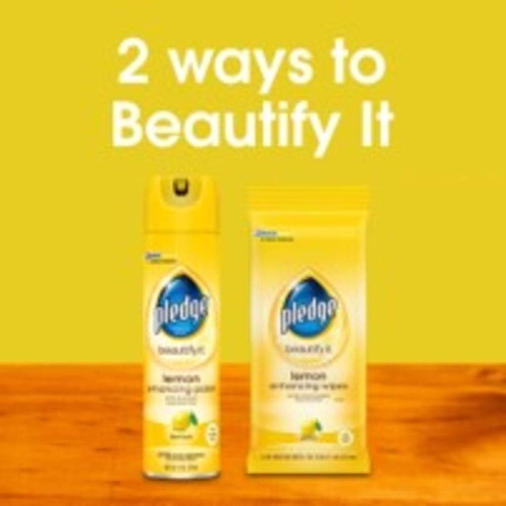 2 Pledge 9.7 Oz Beautify It Lemon Enhancing Shine & Protect Wood Polish Spray