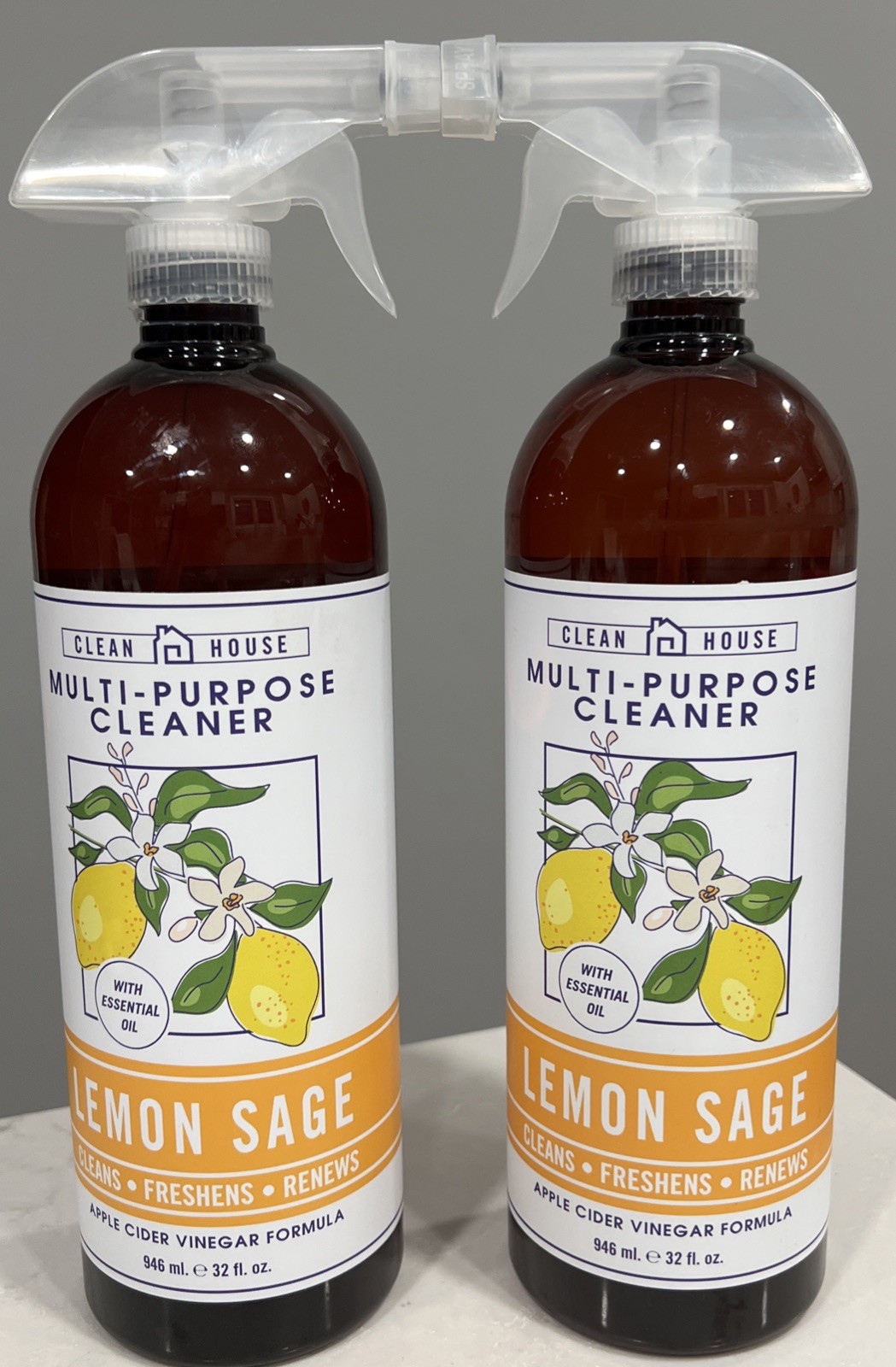 (2-Pack) CLEAN HOUSE ~ LEMON SAGE Kitchen Odor Deodorizer Cleaner Freshen Renew
