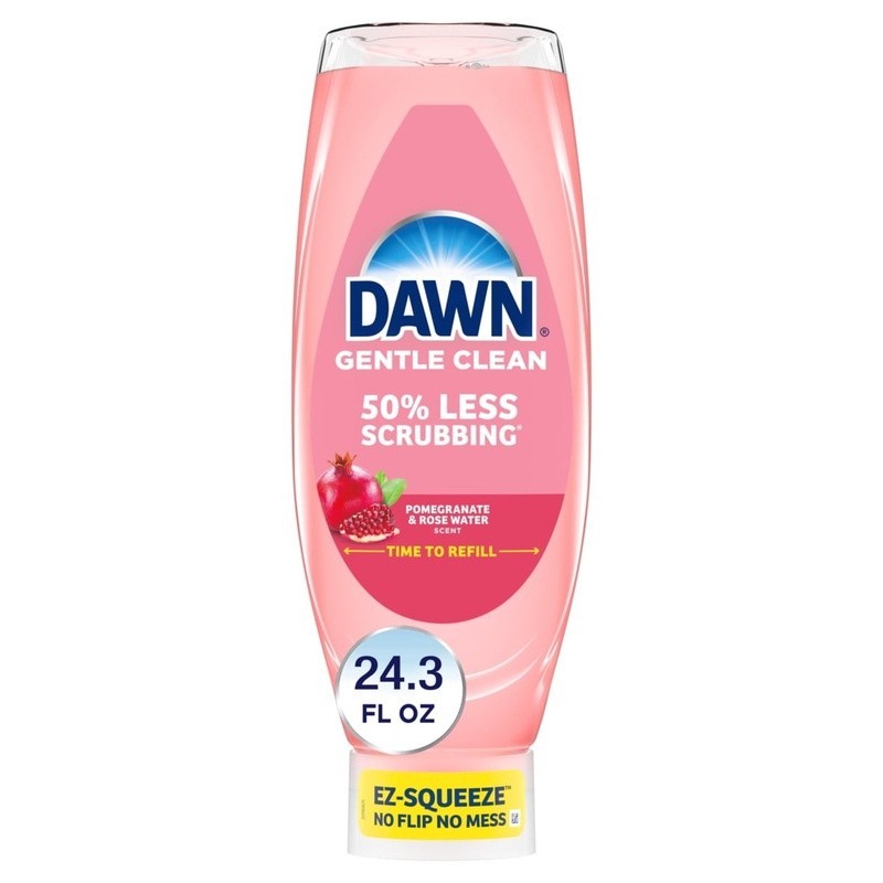 EZ-Squeeze Dish Soap Pomegranate Rosewater Gentle Clean No Mess 50% Less Scrub