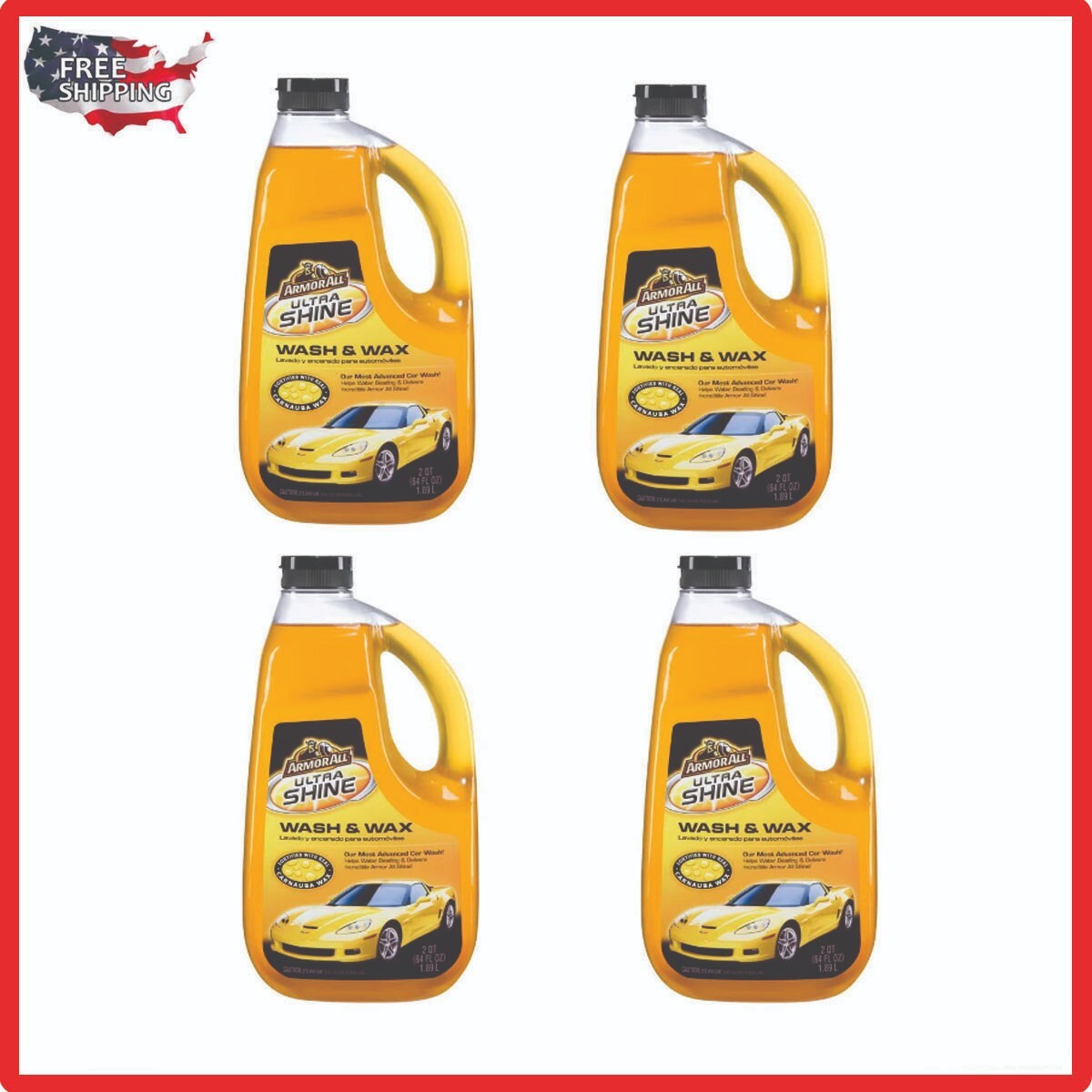 Armor All Ultra Shine Wash and Wax Liquid 64oz 4 PACK Free shipping