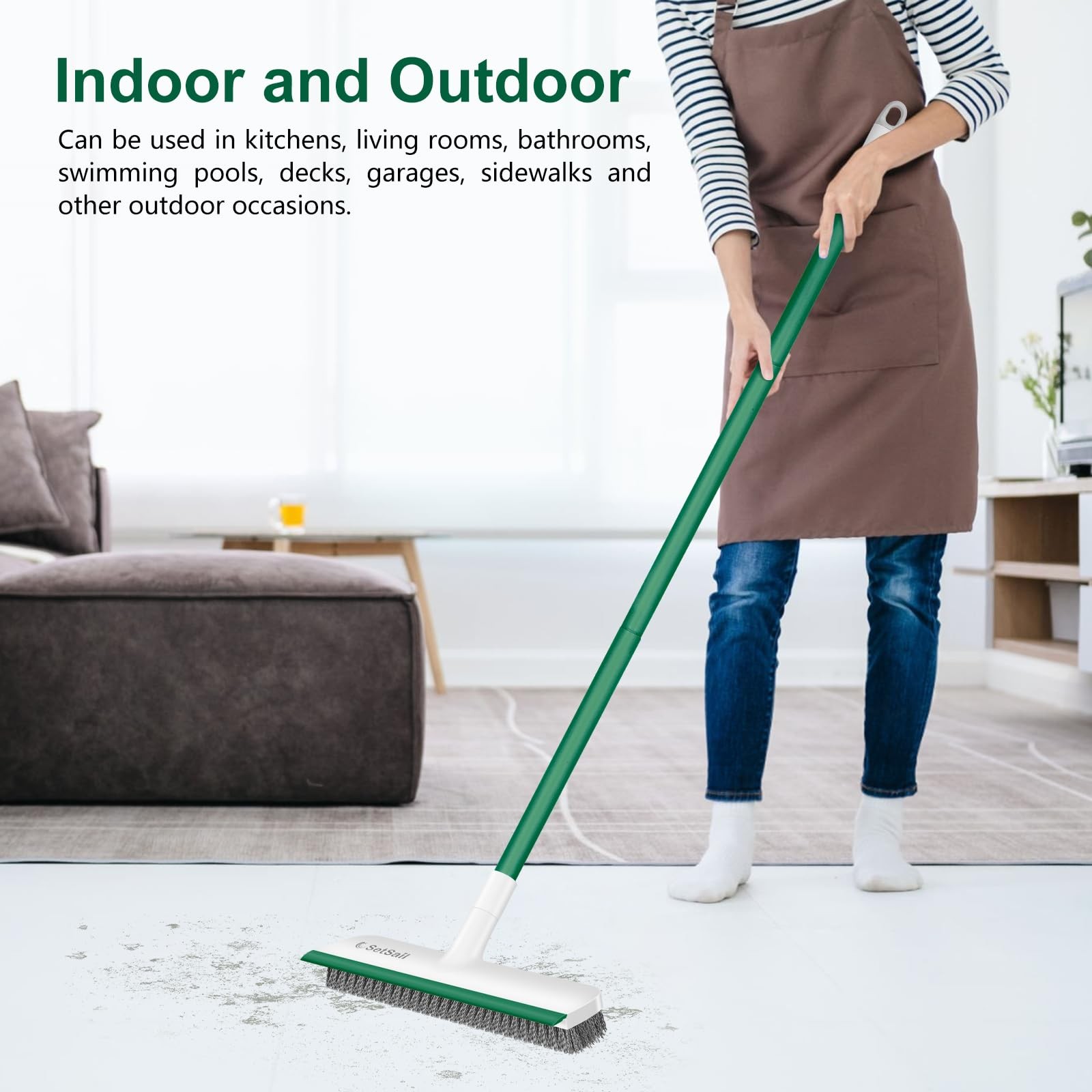 Upgraded Large 12 in Wide Floor Scrub Brush with 51-Inch Long Adjustable Hand…