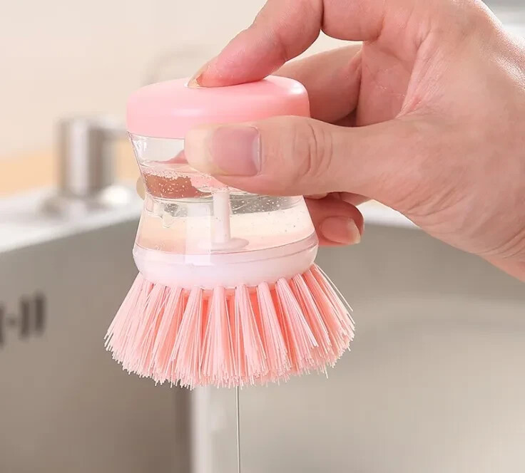 Kitchen Wash Pot Dish Brush Clean Utensils with Dish washing liquid Dispenser