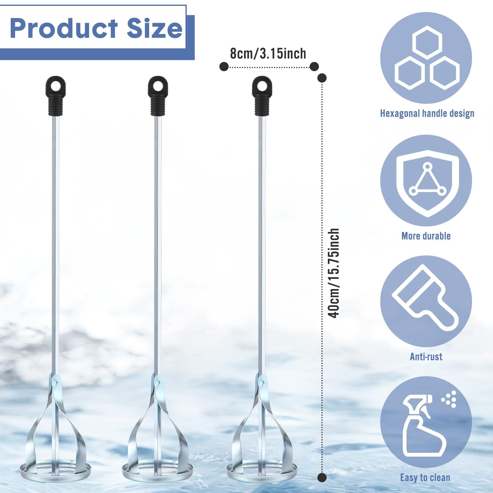 3 Pcs Paint Mixer for Drill 5 Gallon Paint Stirrer for Drill, 1 to 5 Gallon B…