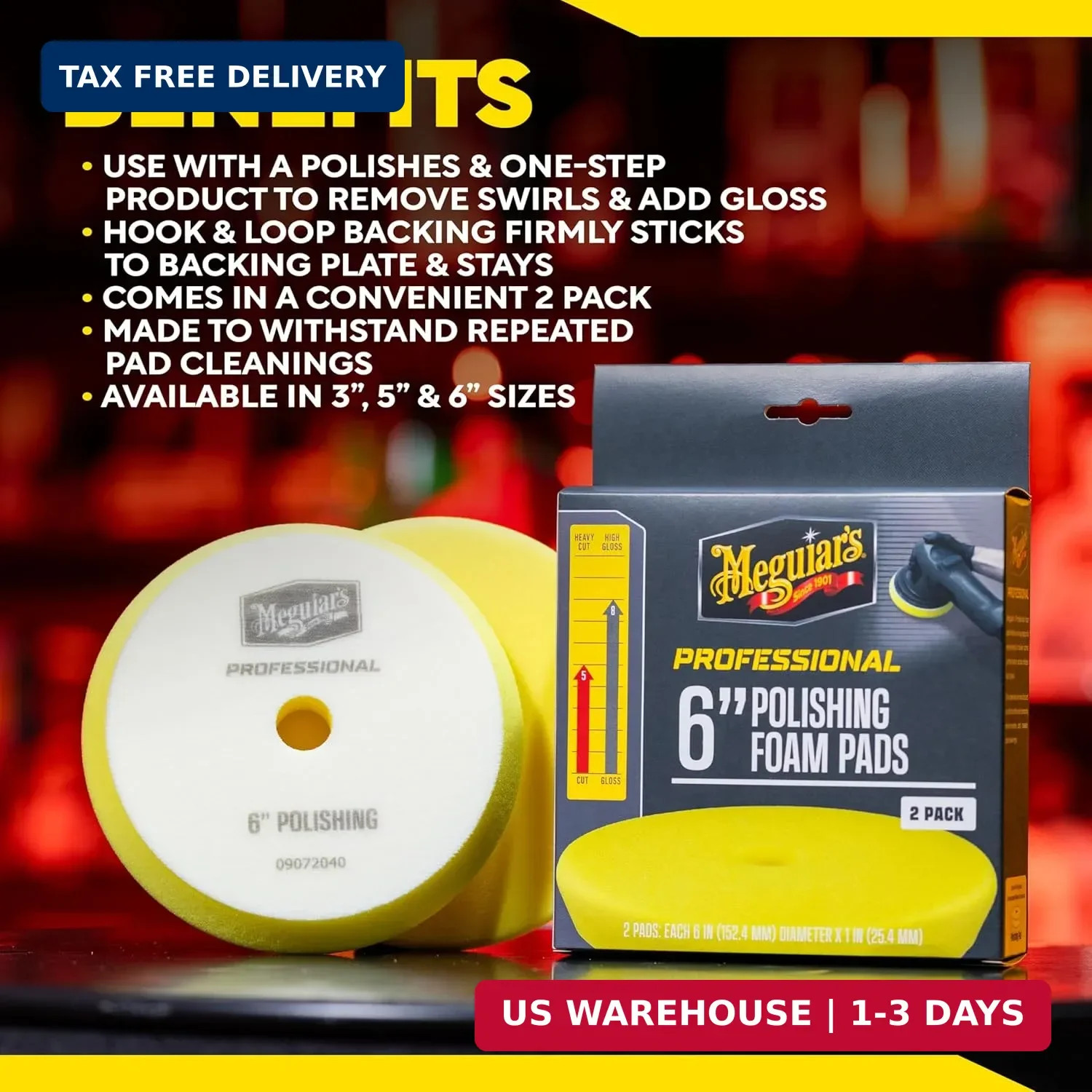 Meguiar’s Professional 6″ Polishing Foam Pad, 2pk, 10/CV