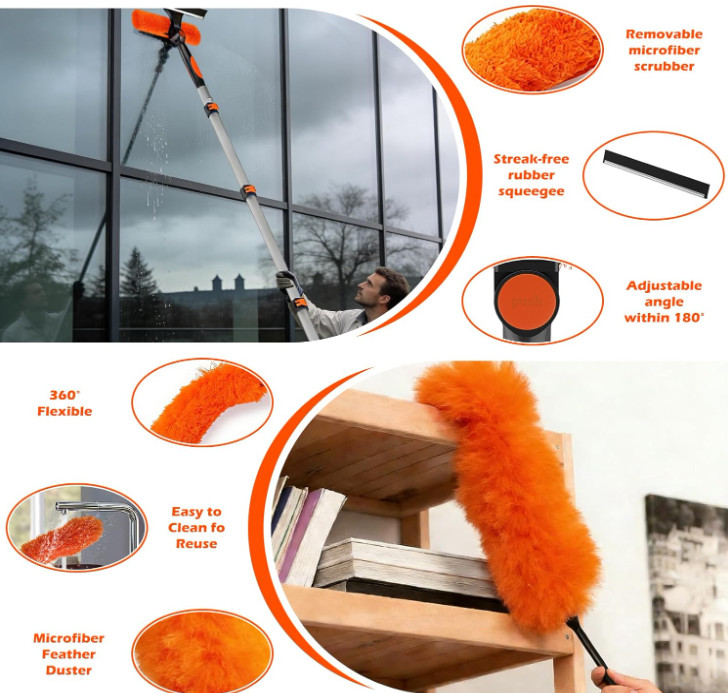 Set Limpieza Extensible 5-20FT Para Ventilador Telarañas Y Todo El Hogar