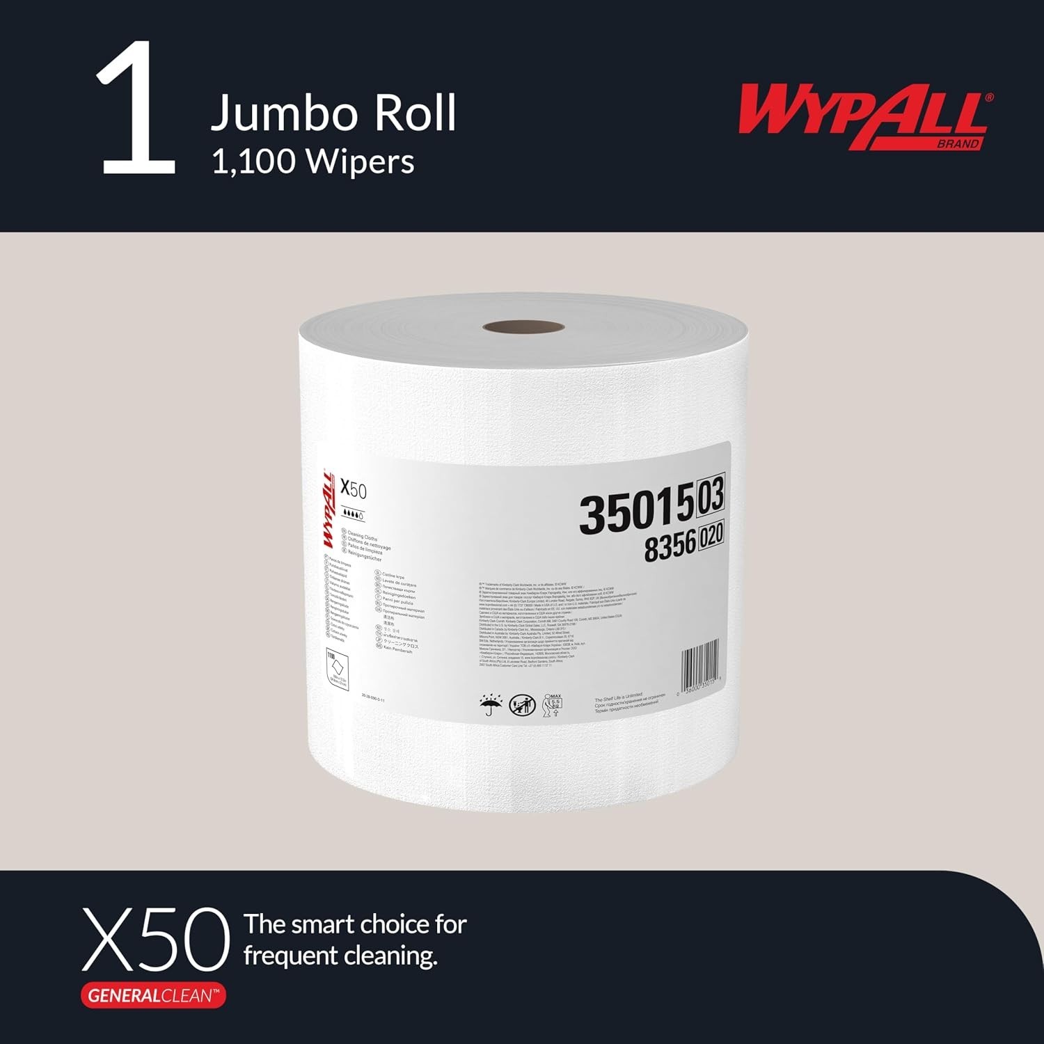 GeneralClean X50 Cloths, Strong Towels, 1 Roll, 1,100 Sheets