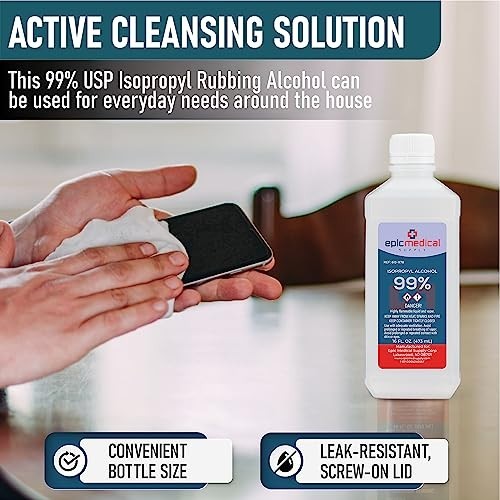 99% Isopropyl Alcohol 16 oz – Multi-Purpose Cleaner for Glass, PCB & Nails