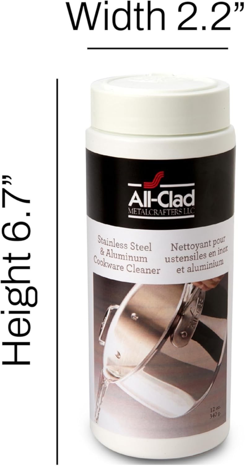 All-Clad Cookware Cleaner 12oz Stainless Steel Polish Powder White