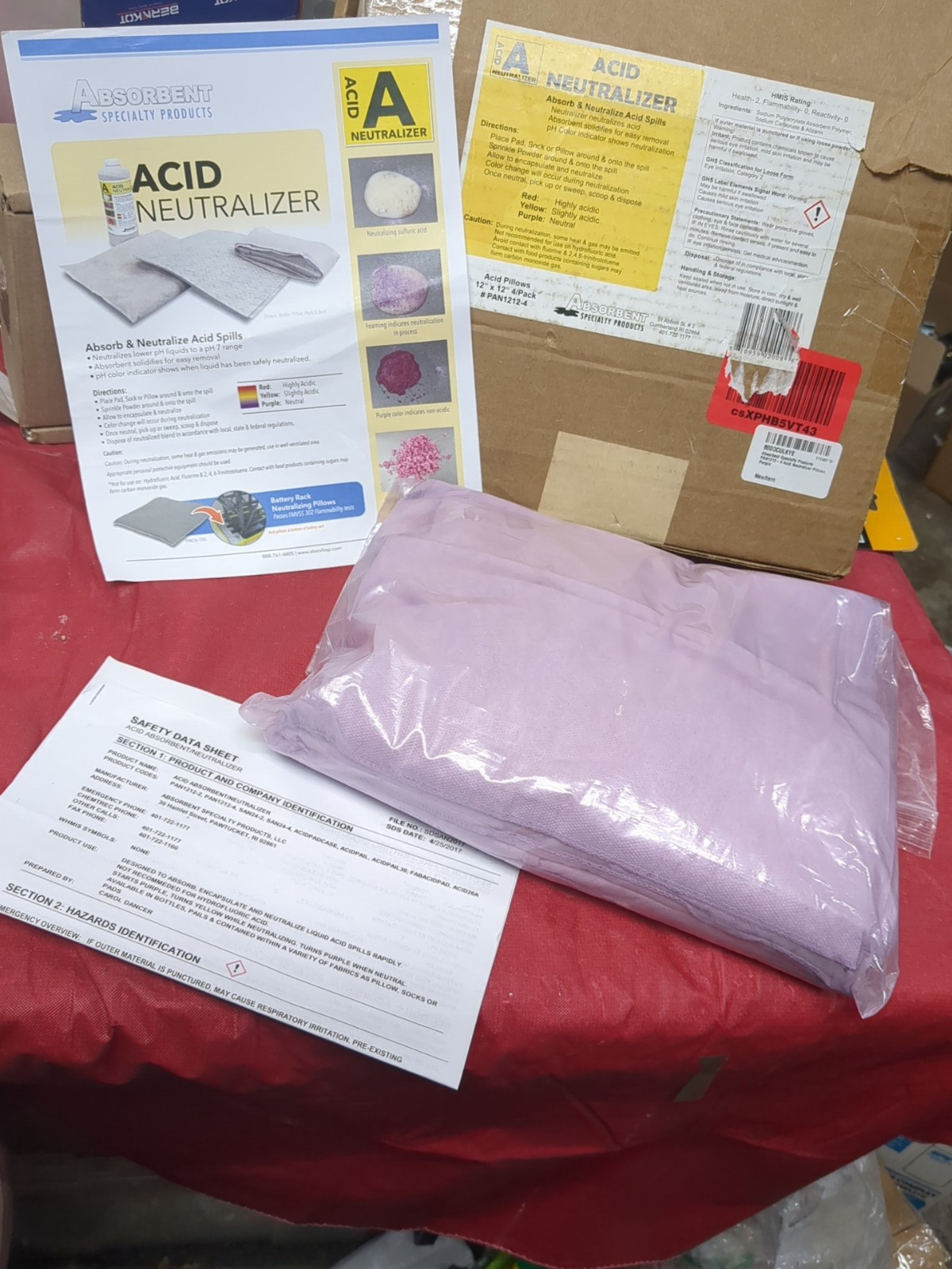 4x Absorbent Specialty PBN1212-4 Base Acid Neutralizer Pillows,Purple Absorbing