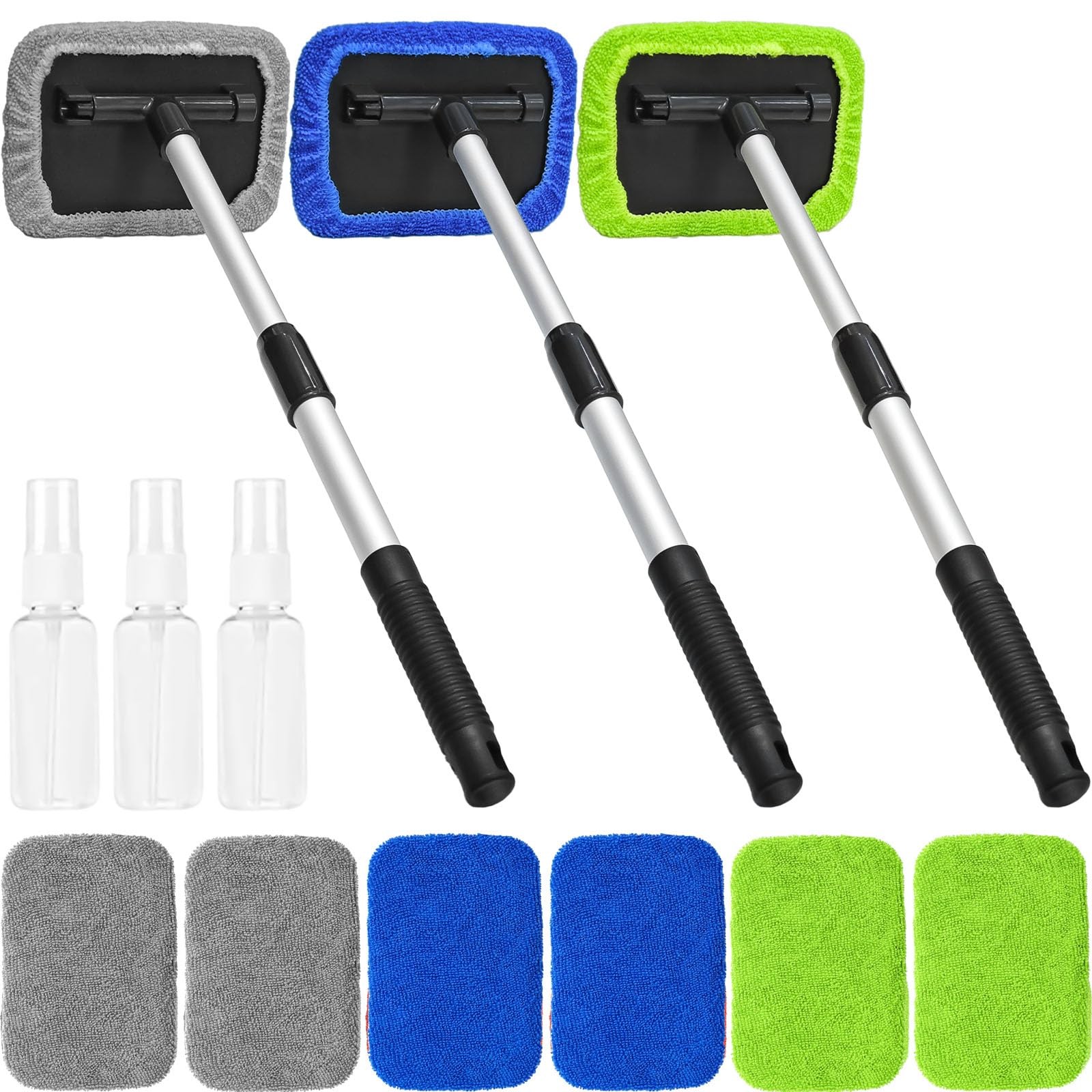 15 Pieces Windshield Cleaner Tool, Inside Car Window Cleaning Tool with 9 Mic…