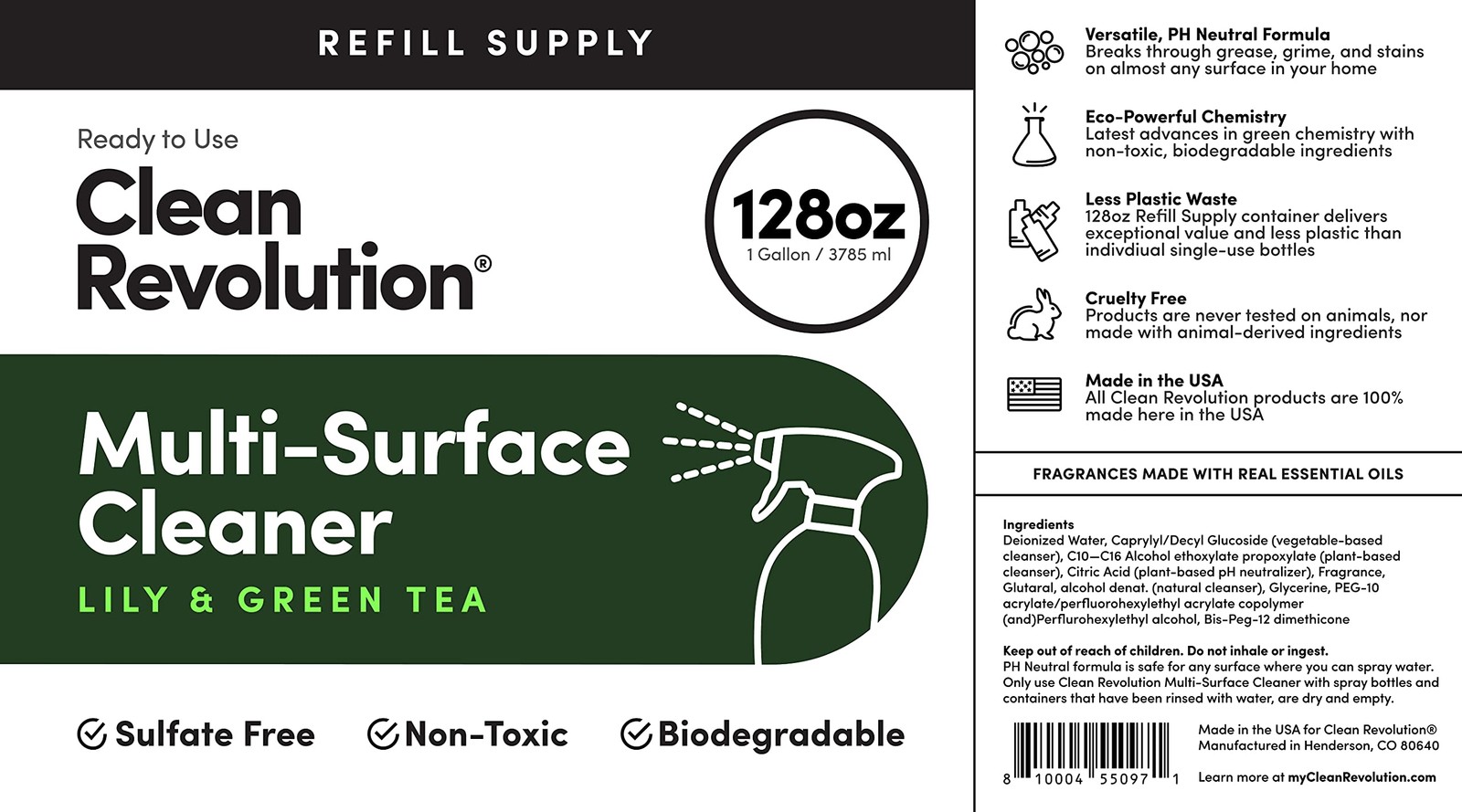 Multi Surface Cleaner Refill Supply, Non-Toxic, Eco-Friendly & Plant-Based, R…