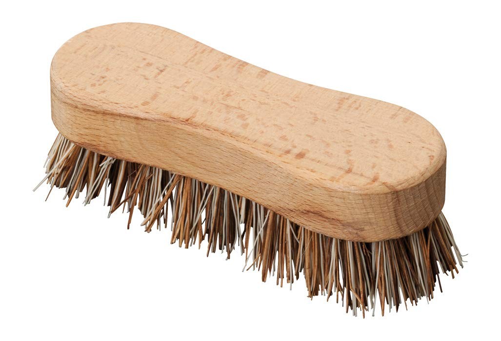Oyster Scrub Brush With Union Fiber Bristles And Untreated Beechwood Handle 43/4