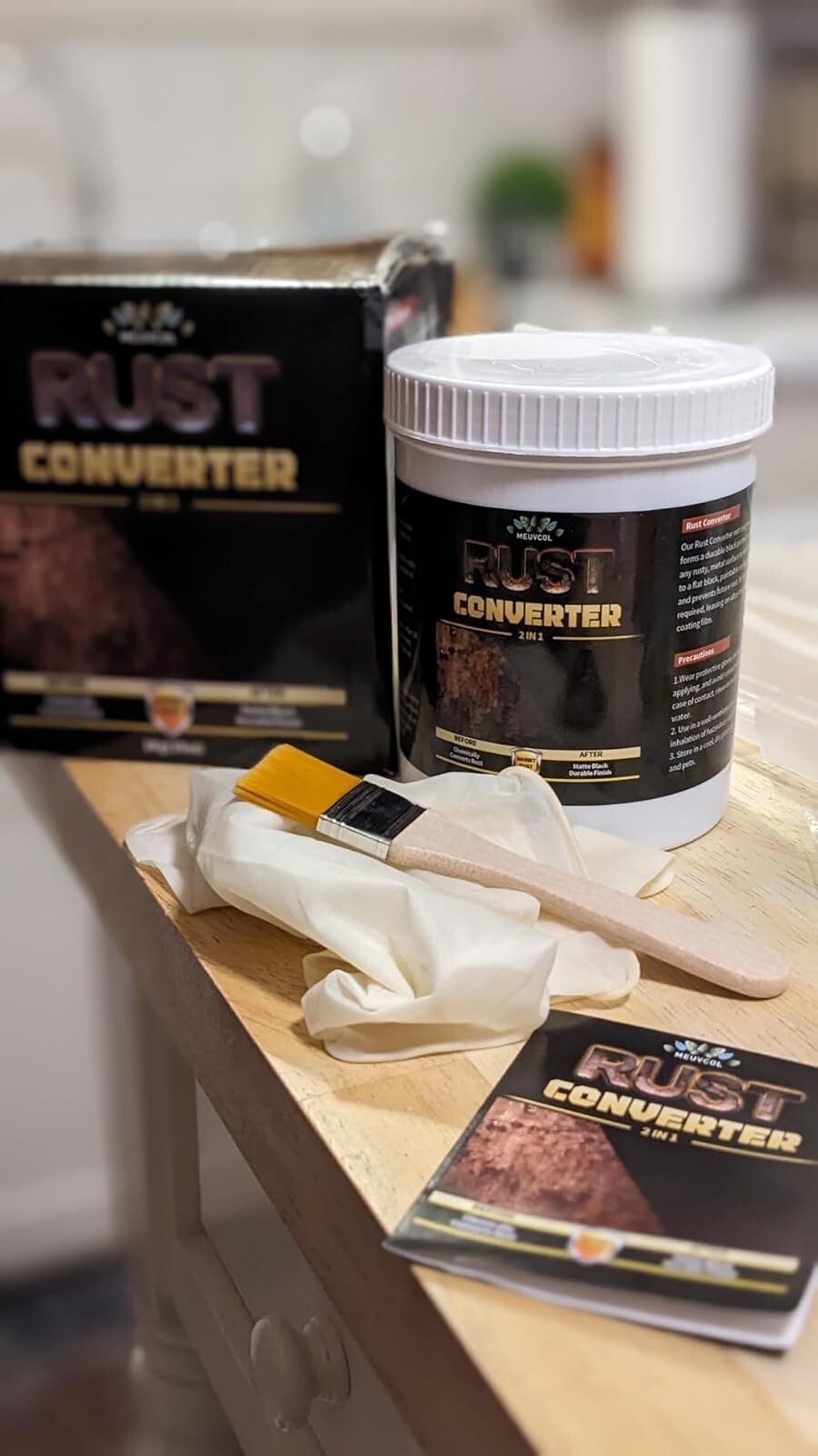2in1 Rust Converter & Metal Primer, 35 Floz Black Rust Inhibitor Paint for Metal