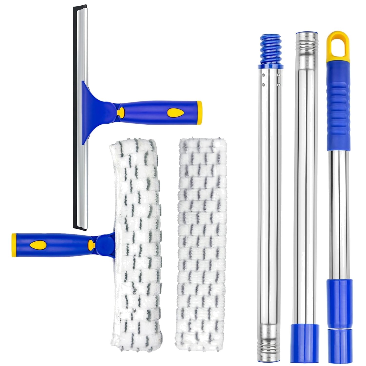 Durable 5Ft Window Cleaner with Extendable Pole & Microfiber Scrubber Set