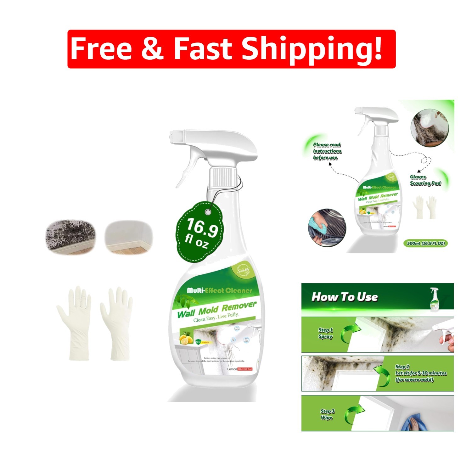Versatile 500 ml Black Stain Remover Spray – Effortlessly Remove Set-In Stains