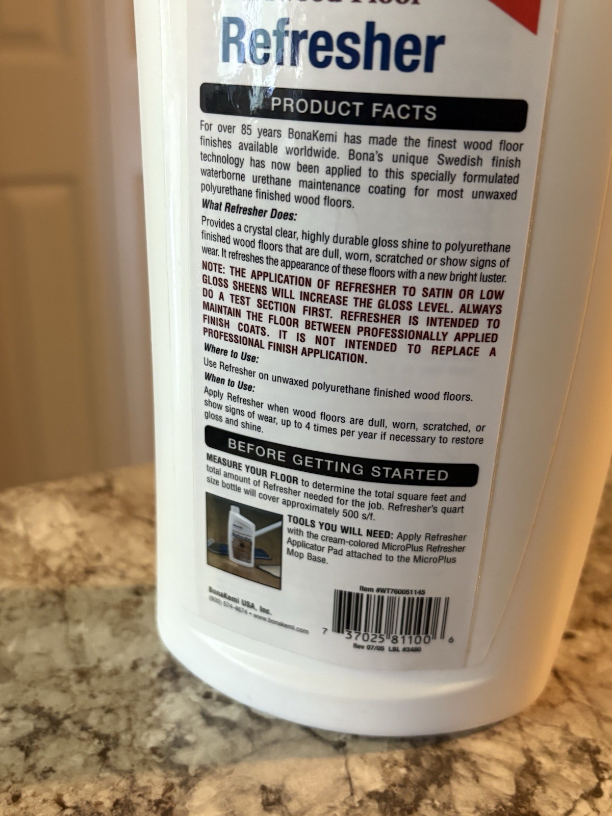 Bona Swedish Formula Hardwood Floor Refresher 32 FL OZ Bottle SEE DESCRIPTION