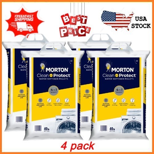 NEW 4 pack Morton Clean and Protect Water Softener Salt Pellets, 40 lb FREESHIPP