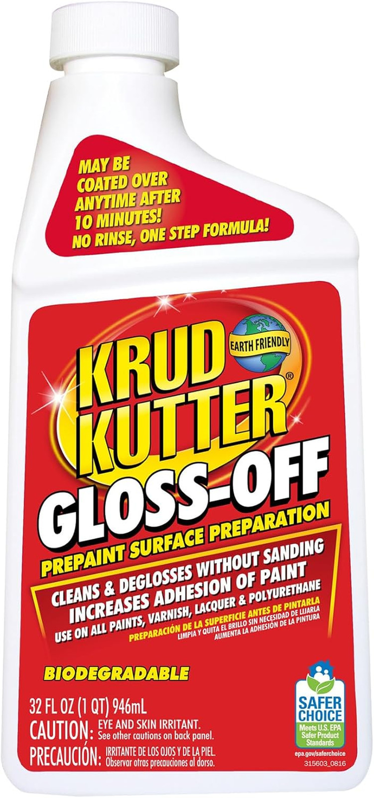 Gloss-Off Prepaint Surface Preparation Cleaner, 32 Oz, No Sanding Liquid Degloss