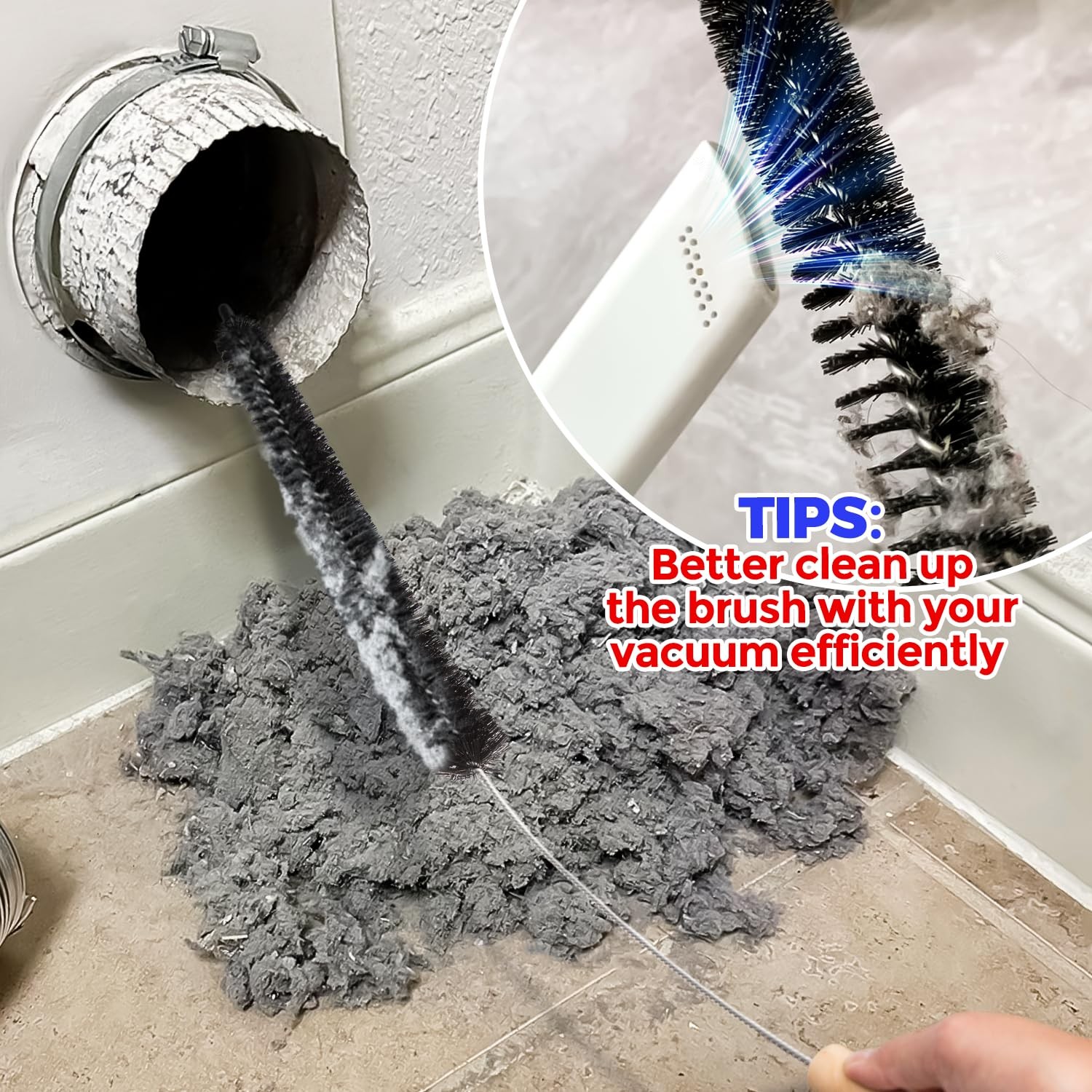 2 Pack Dryer Vent Cleaner Brush Lint Remover Kit for Clothes Dryer Trap & Duct