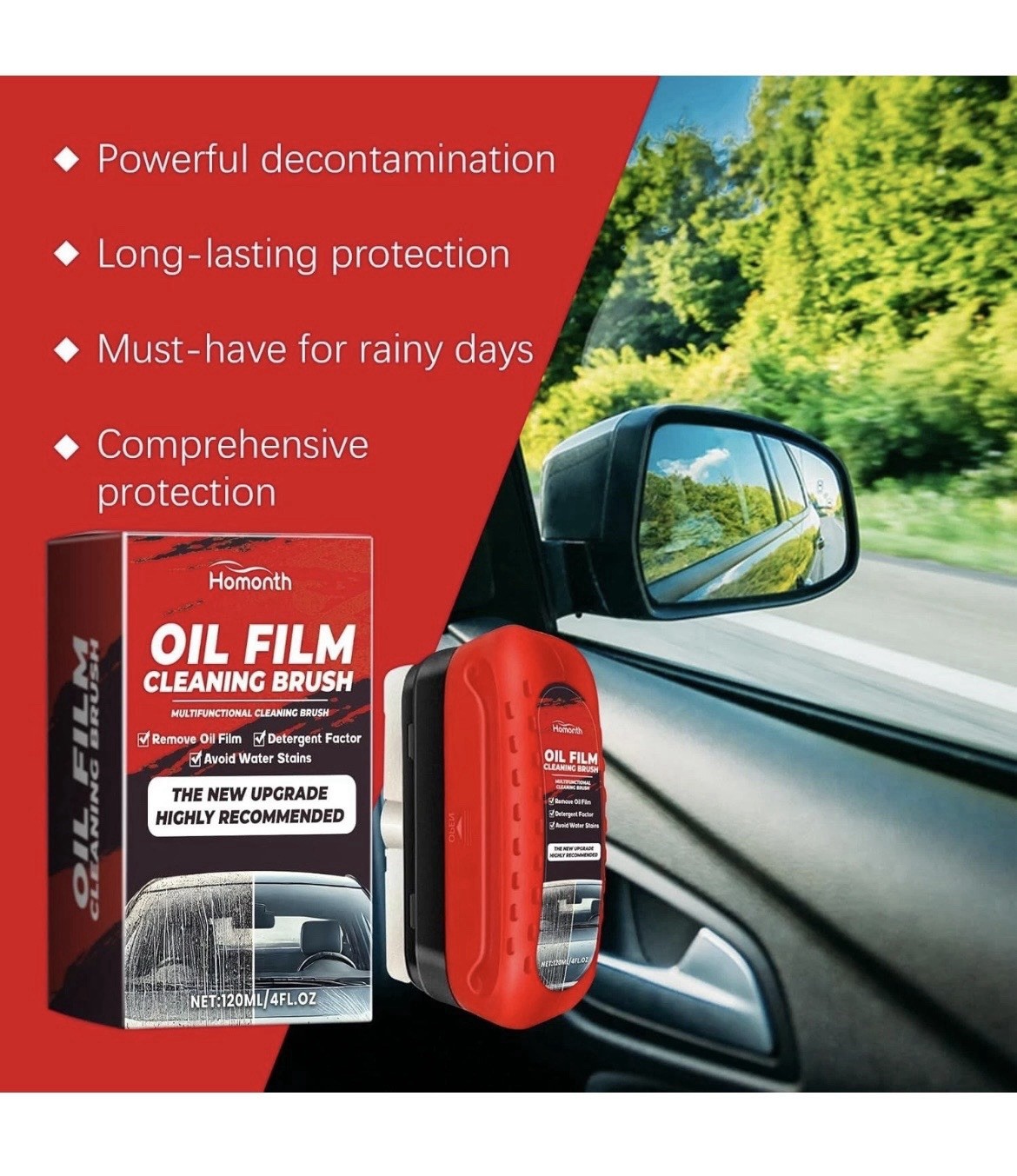 Automotive Oil Film Cleaning Brush 2 Pack Glass Coating for Windshield Clear