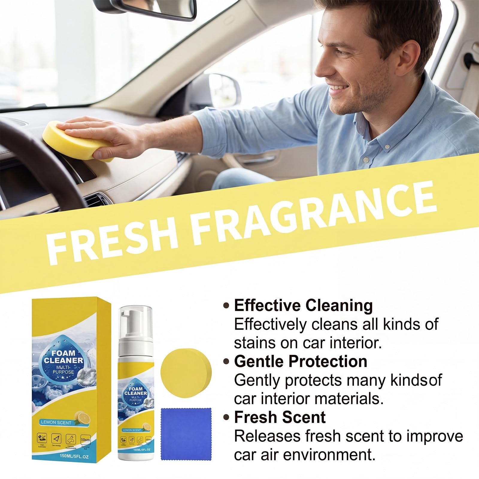 4 in 1 Multi Enzyme Foam Cleaner All Purpose No Rinse Spray Car Kitchen 2 Pcs