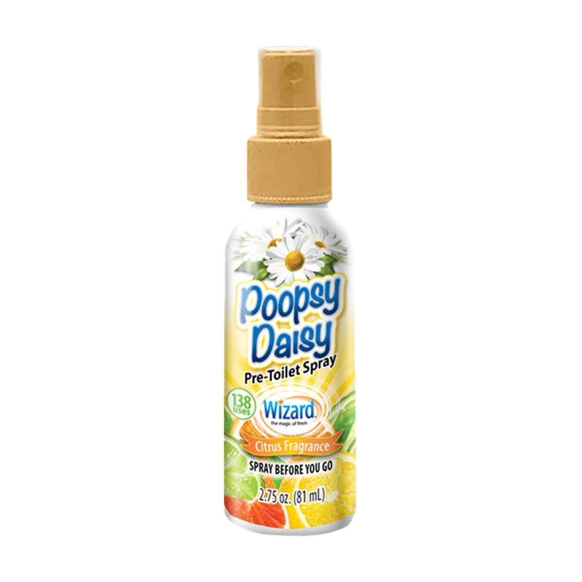 Poopsy Daisy Pre-Toilet Spray – Citrus Fragrance – 100 Uses, 2oz.