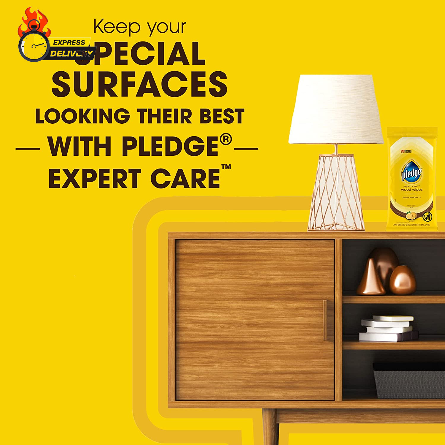 Expert Care Wood Wipes, Shines and Protects, Removes Fingerprints, Lemon Scent,