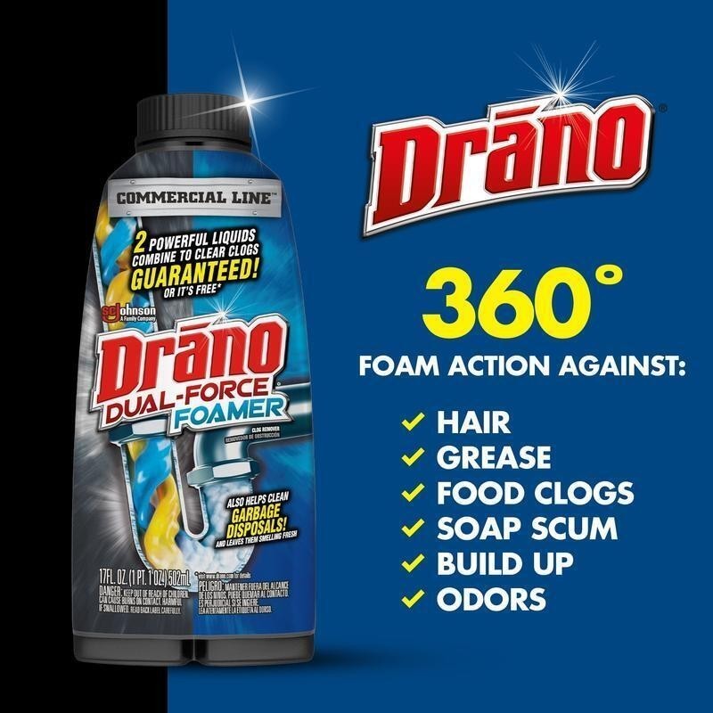 Foaming Drain Clog Remover Powerful Hair & Odor Eliminator Safe All Pipes New