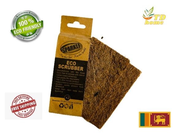 Dish Scrubber x4, Coconut Husk, Washing Pad, Eco Product, 12cm x 7.5cm x 1cm