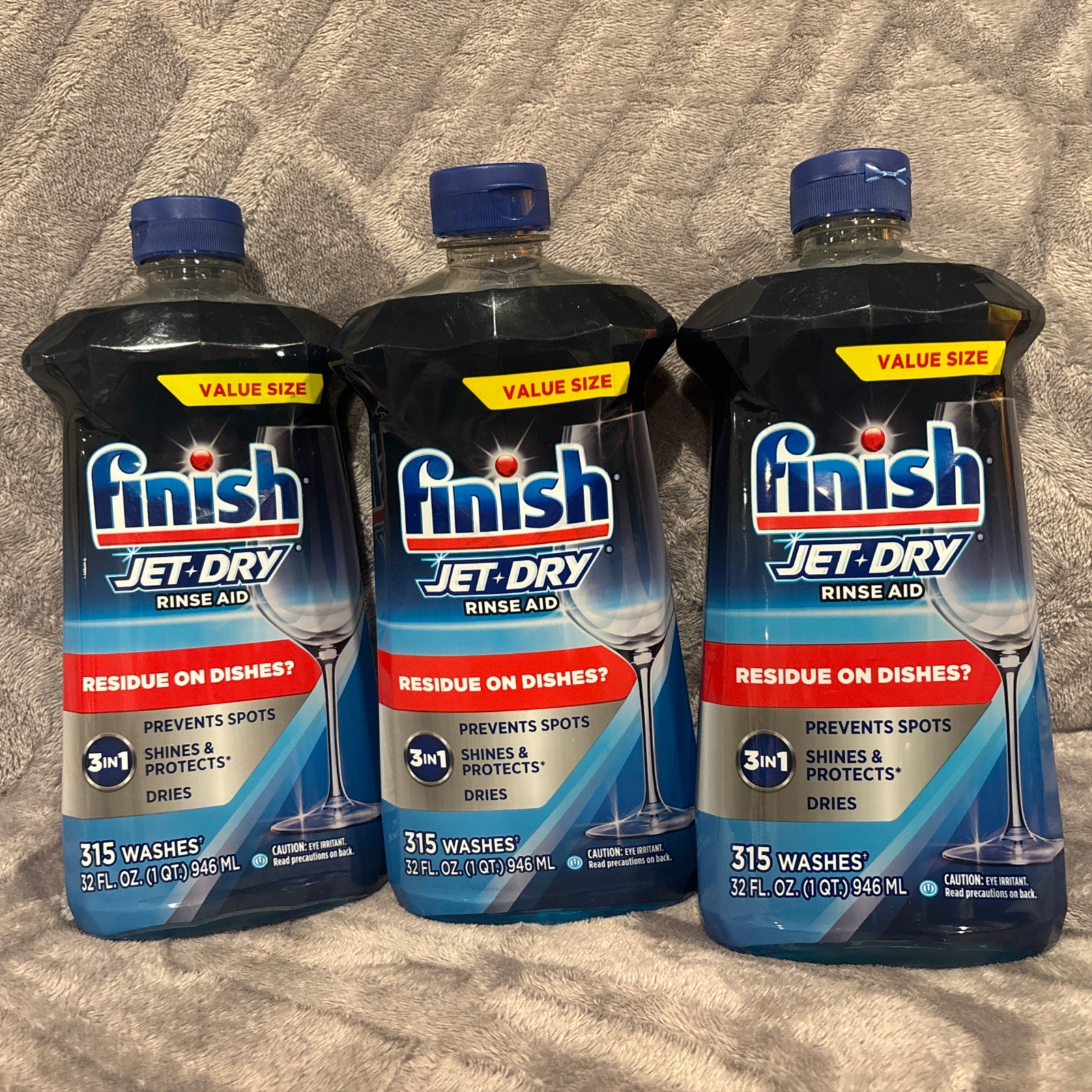 Lot Of 3- Finish Jet-Dry Ultra Rinse Aid 32fl oz Dishwasher Detergent